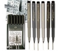 Faber-Castell Pitt Artist Pens 6 SZT.  SHADES OF GREY - szarości