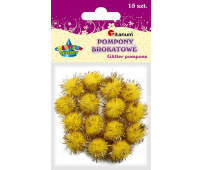 TITANUM Pompony brokatowe 1,8 cm - żółte 15 sztuk