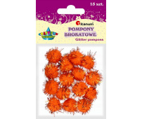 TITANUM POMPONY BROKATOWE 18MM POMARAŃCZOWE, 15 SZTUK